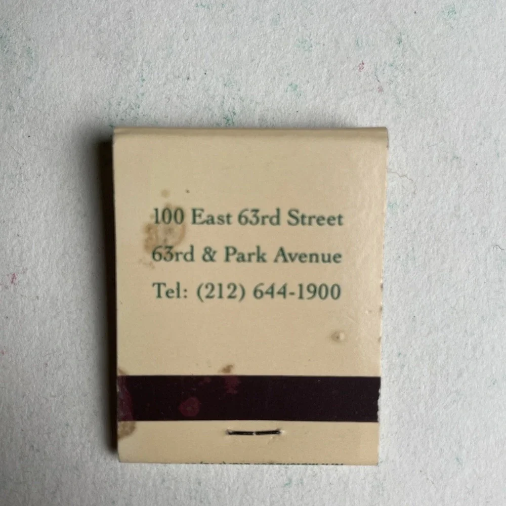Park Avenue Cafe Manhattan New York Rare Vintage Matchbook Unstruck‎